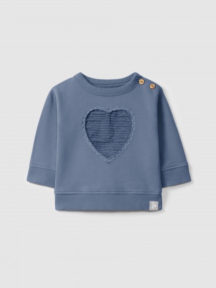 Plush sweatshirt with heart appliqu�