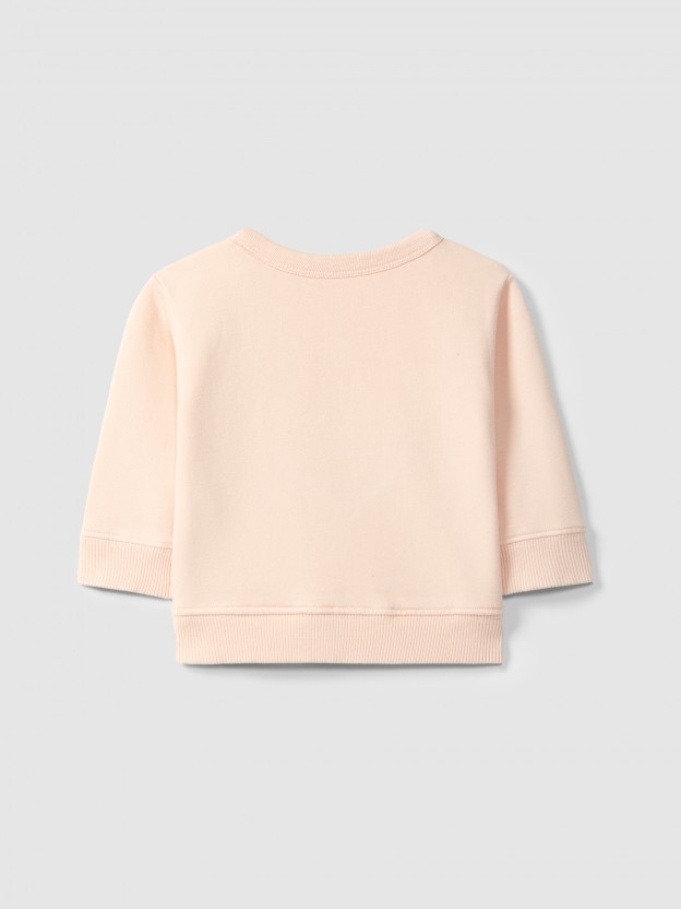 Plush sweatshirt with heart appliqué Plush sweatshirt with heart appliqué
