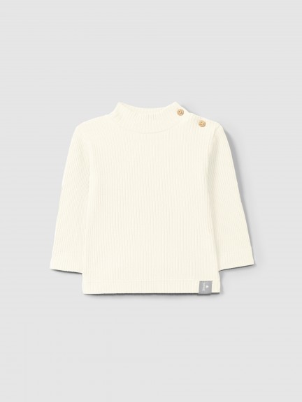 Longsleeve rolled collar in ribbed jersey