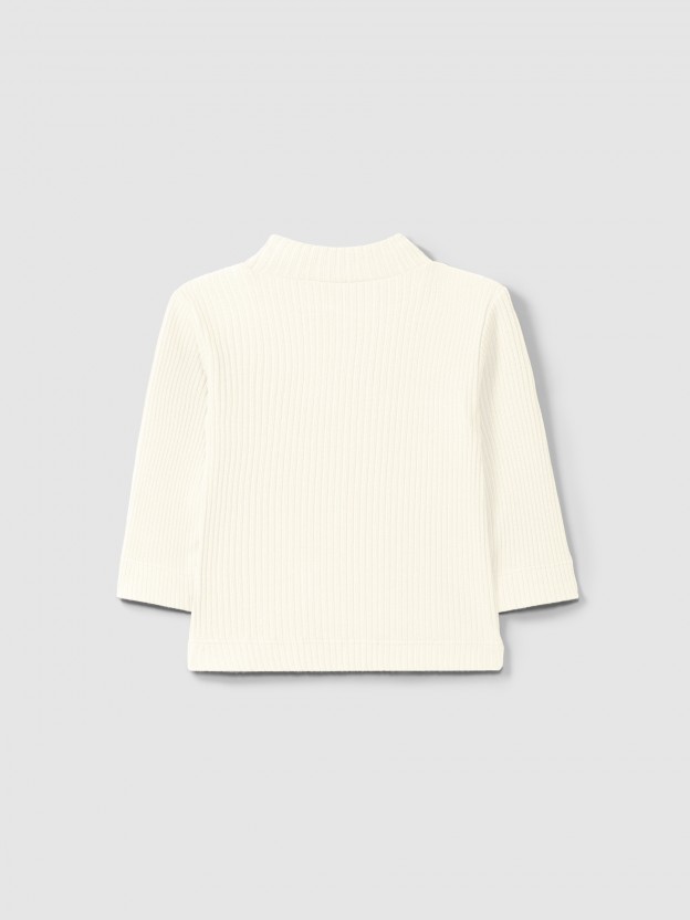 Longsleeve rolled collar in ribbed jersey Longsleeve rolled collar in ribbed jersey