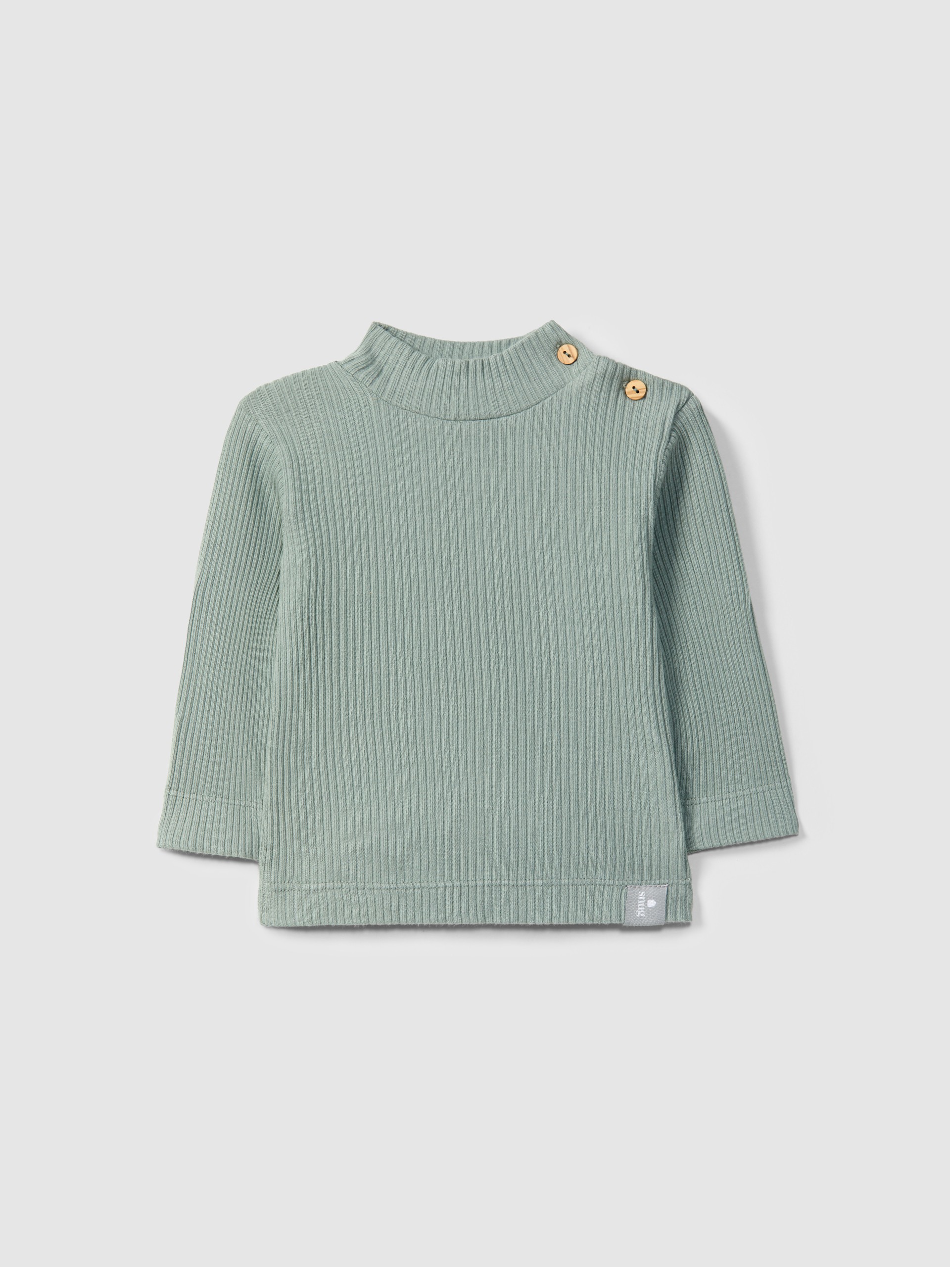 Longsleeve rolled collar in ribbed jersey