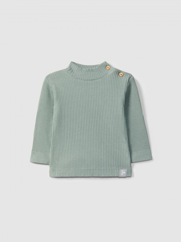 Longsleeve rolled collar in ribbed jersey Longsleeve rolled collar in ribbed jersey