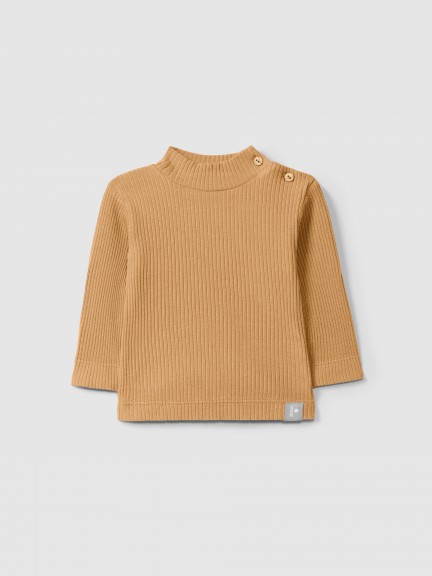 Longsleeve rolled collar in ribbed jersey