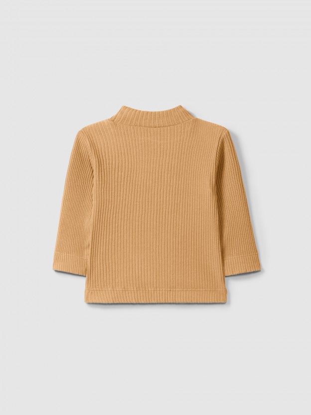 Longsleeve rolled collar in ribbed jersey Longsleeve rolled collar in ribbed jersey