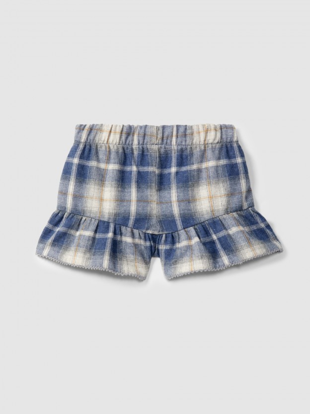Pull-up check shorts with ruffle Pull-up check shorts with ruffle