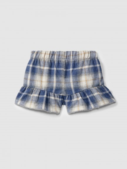 Pull-up check shorts with ruffle Pull-up check shorts with ruffle
