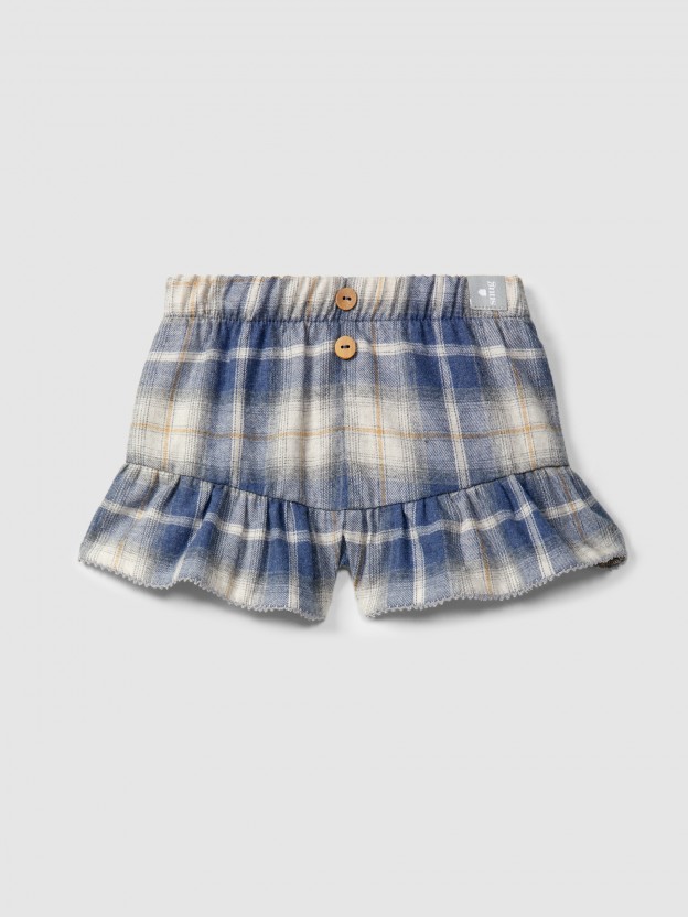 Pull-up check shorts with ruffle Pull-up check shorts with ruffle