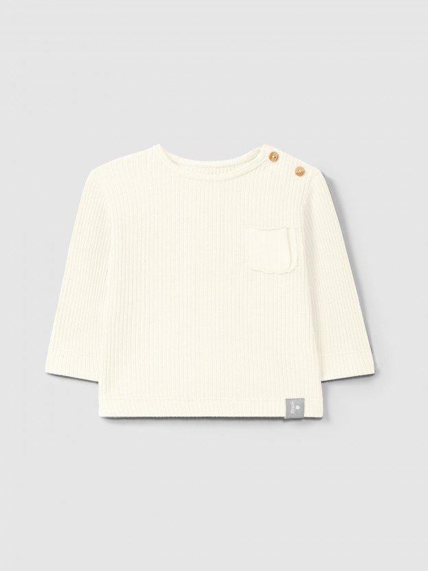 Ribbed jersey longsleeve with pocket