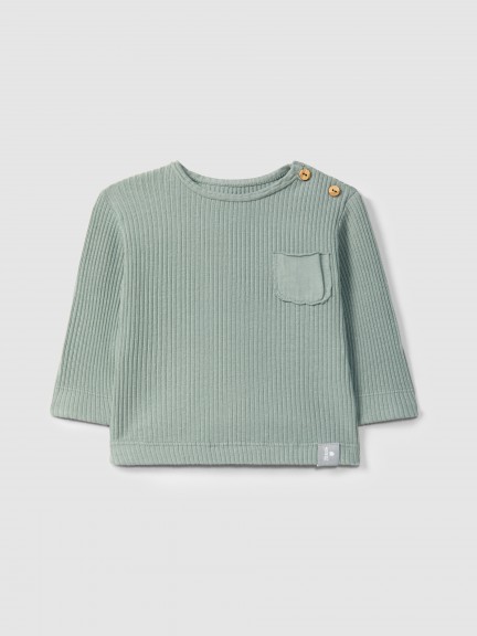 Ribbed jersey longsleeve with pocket Ribbed jersey longsleeve with pocket
