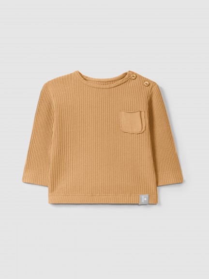 Ribbed jersey longsleeve with pocket Ribbed jersey longsleeve with pocket