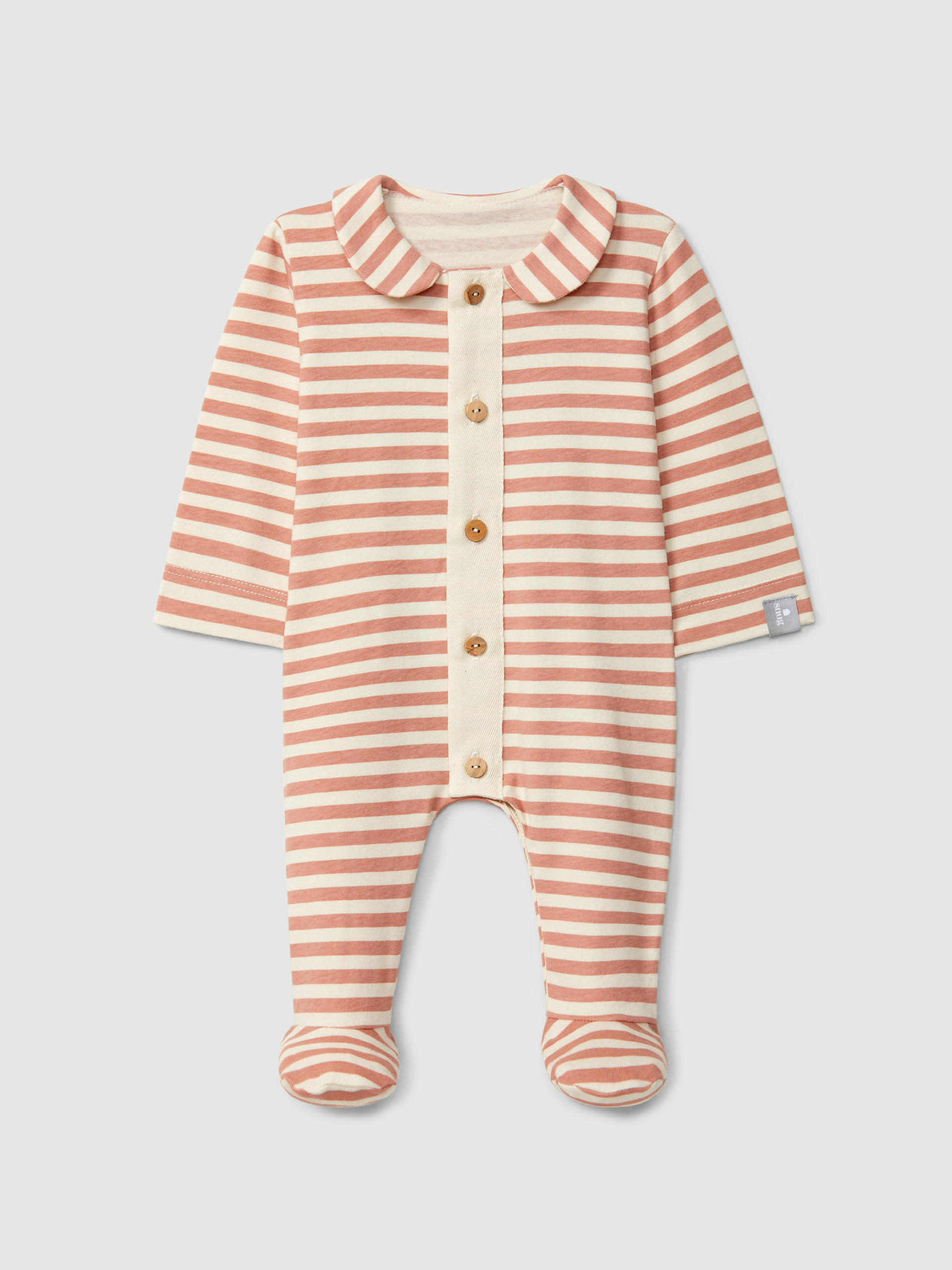Striped romper with peter-pan collar