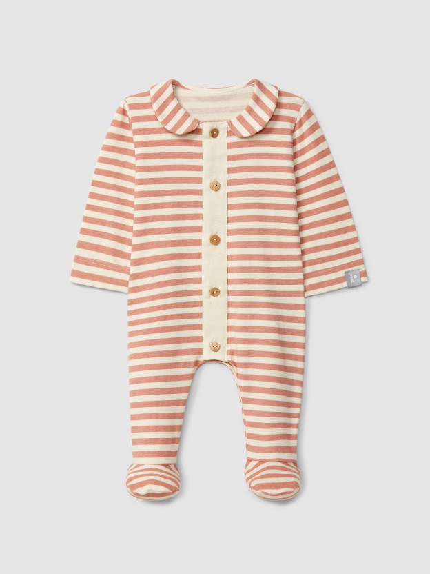 Striped romper with peter-pan collar Striped romper with peter-pan collar