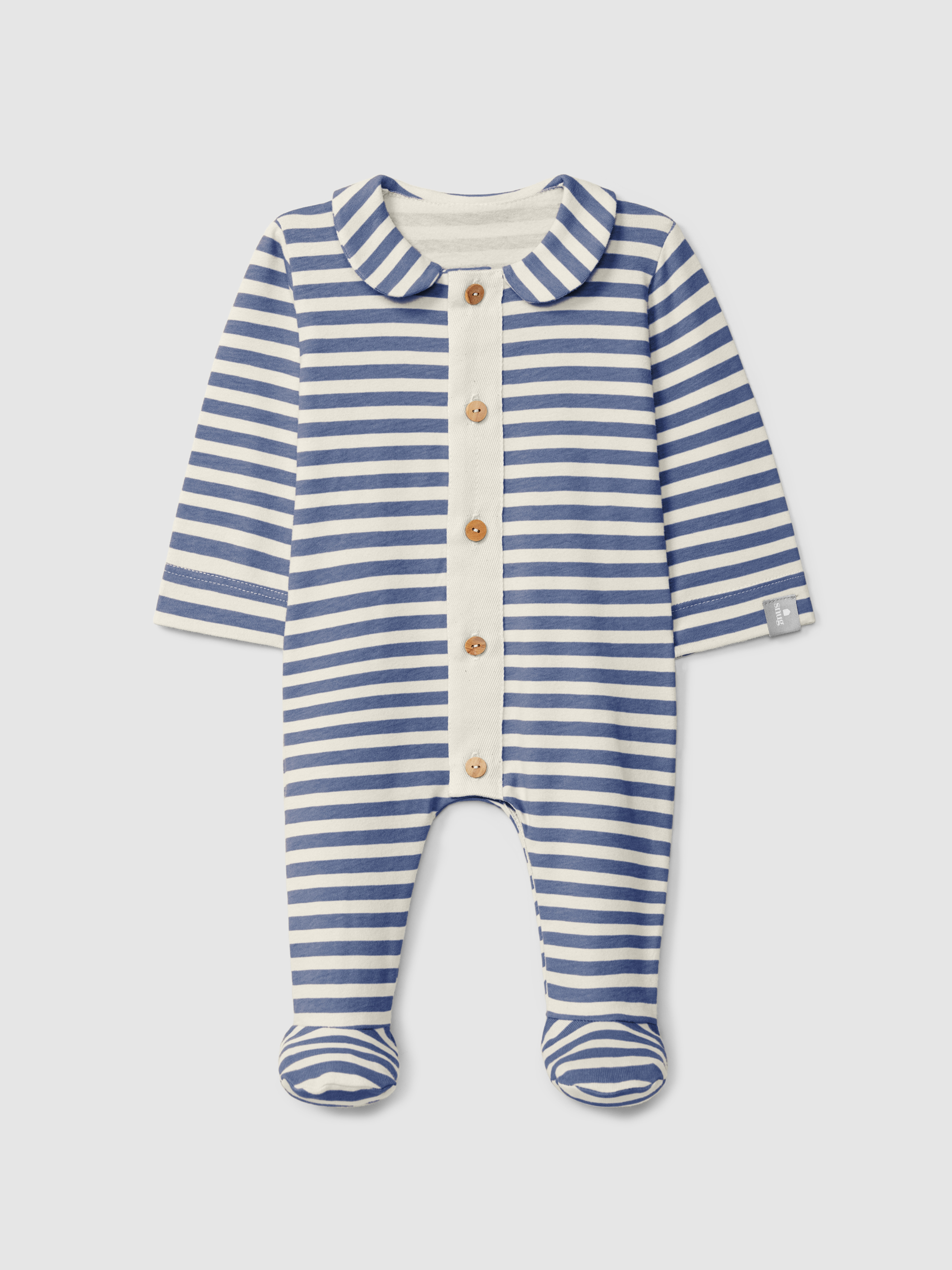 Striped romper with peter-pan collar