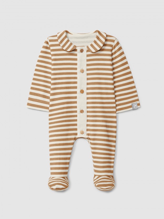 Striped romper with peter-pan collar Striped romper with peter-pan collar