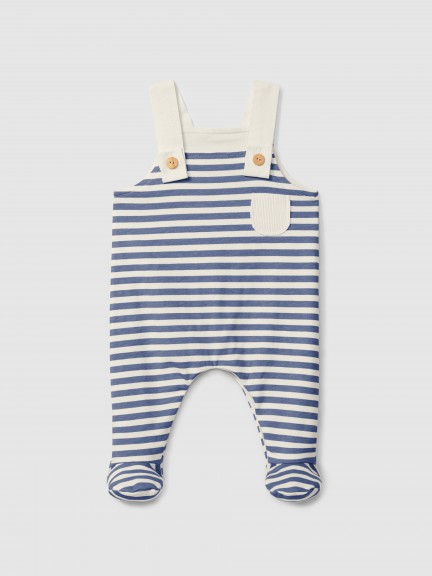 Striped dungarees with pocket