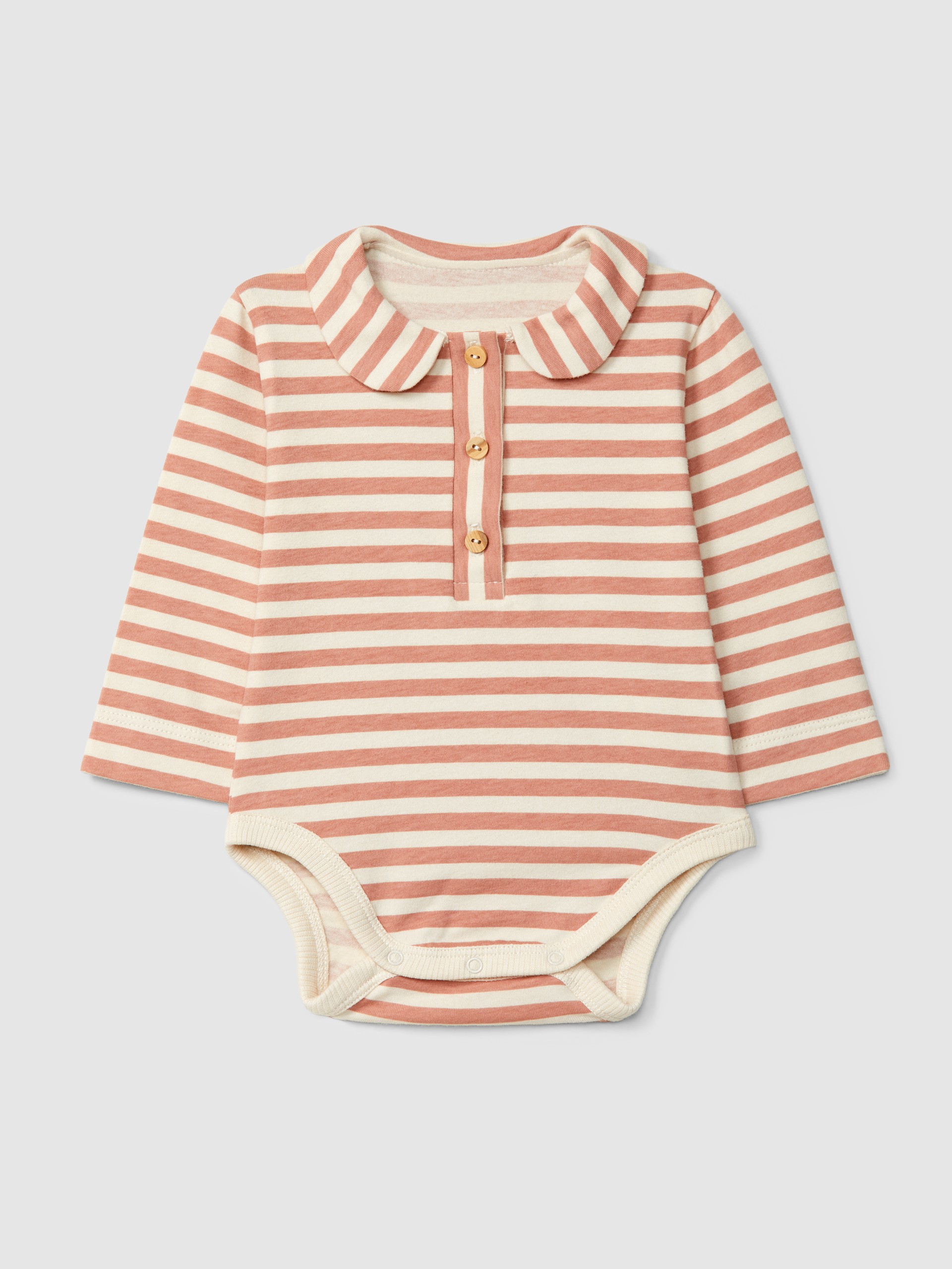 Striped bodysuit with peter-pan collar