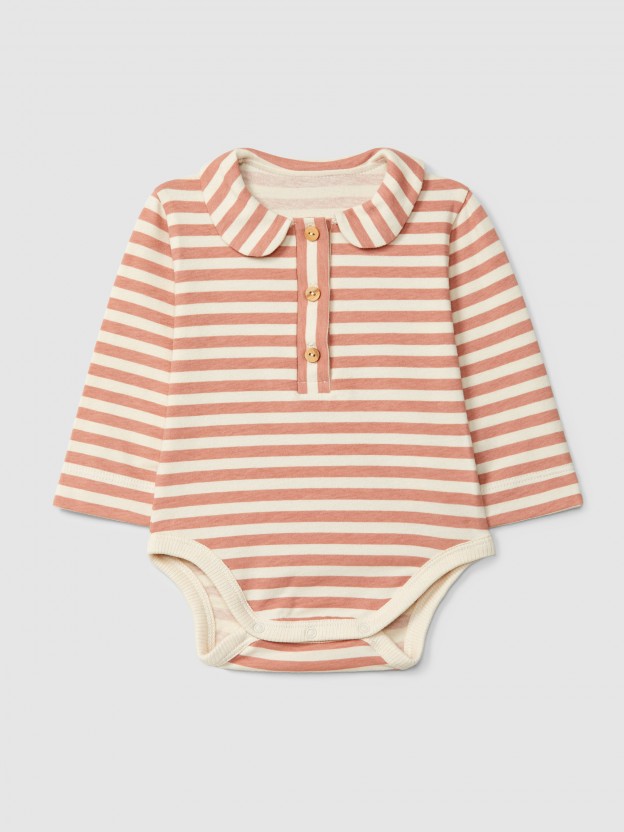 Striped bodysuit with peter-pan collar Striped bodysuit with peter-pan collar