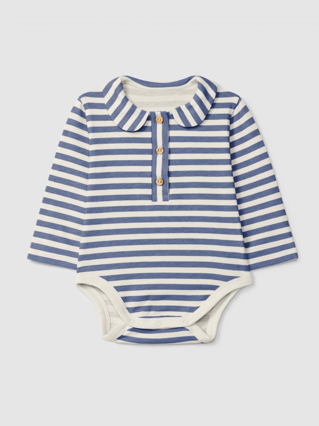 Striped bodysuit with peter-pan collar Striped bodysuit with peter-pan collar