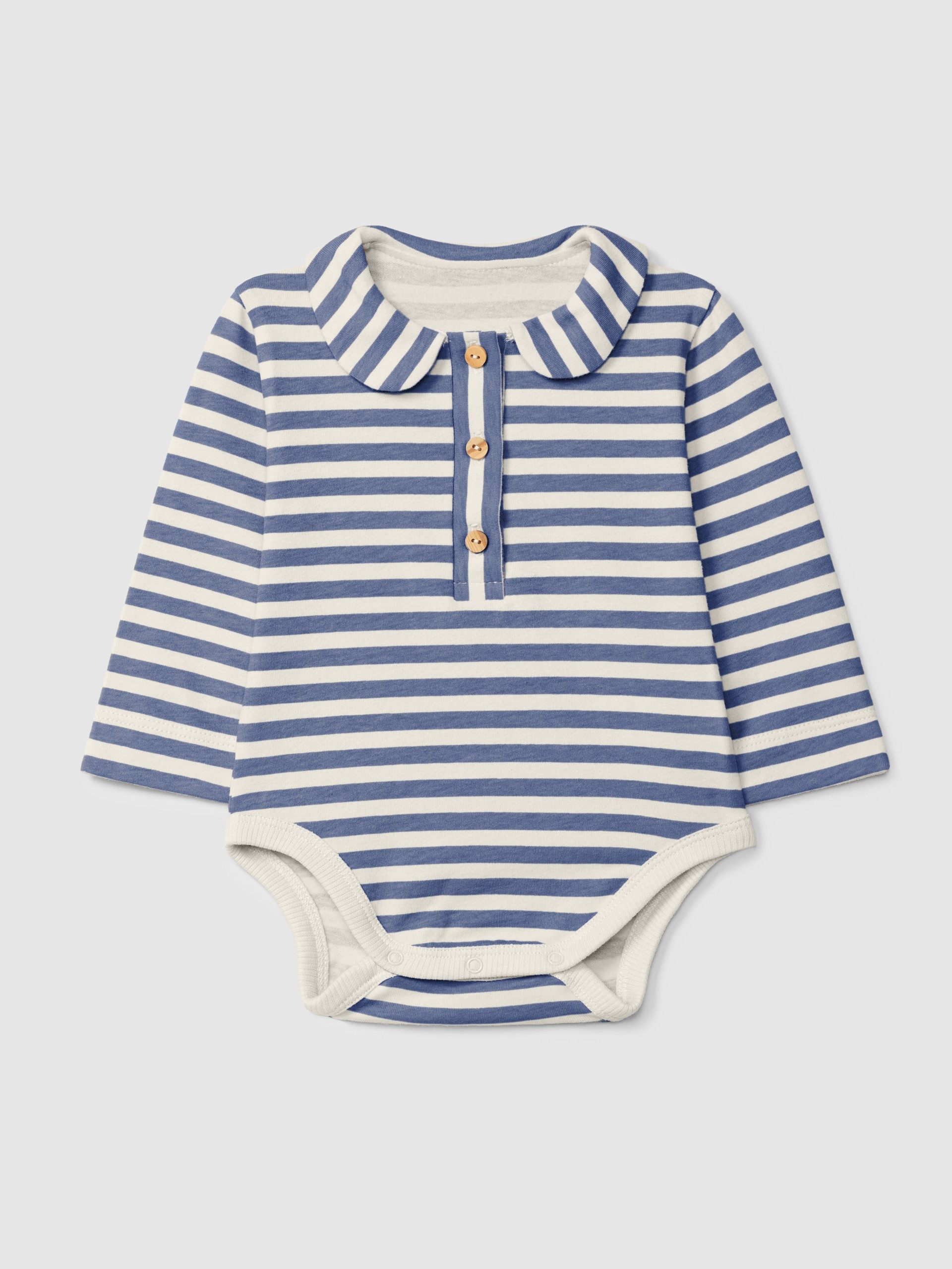 Striped bodysuit with peter-pan collar