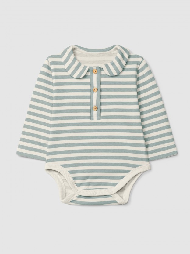 Striped bodysuit with peter-pan collar Striped bodysuit with peter-pan collar
