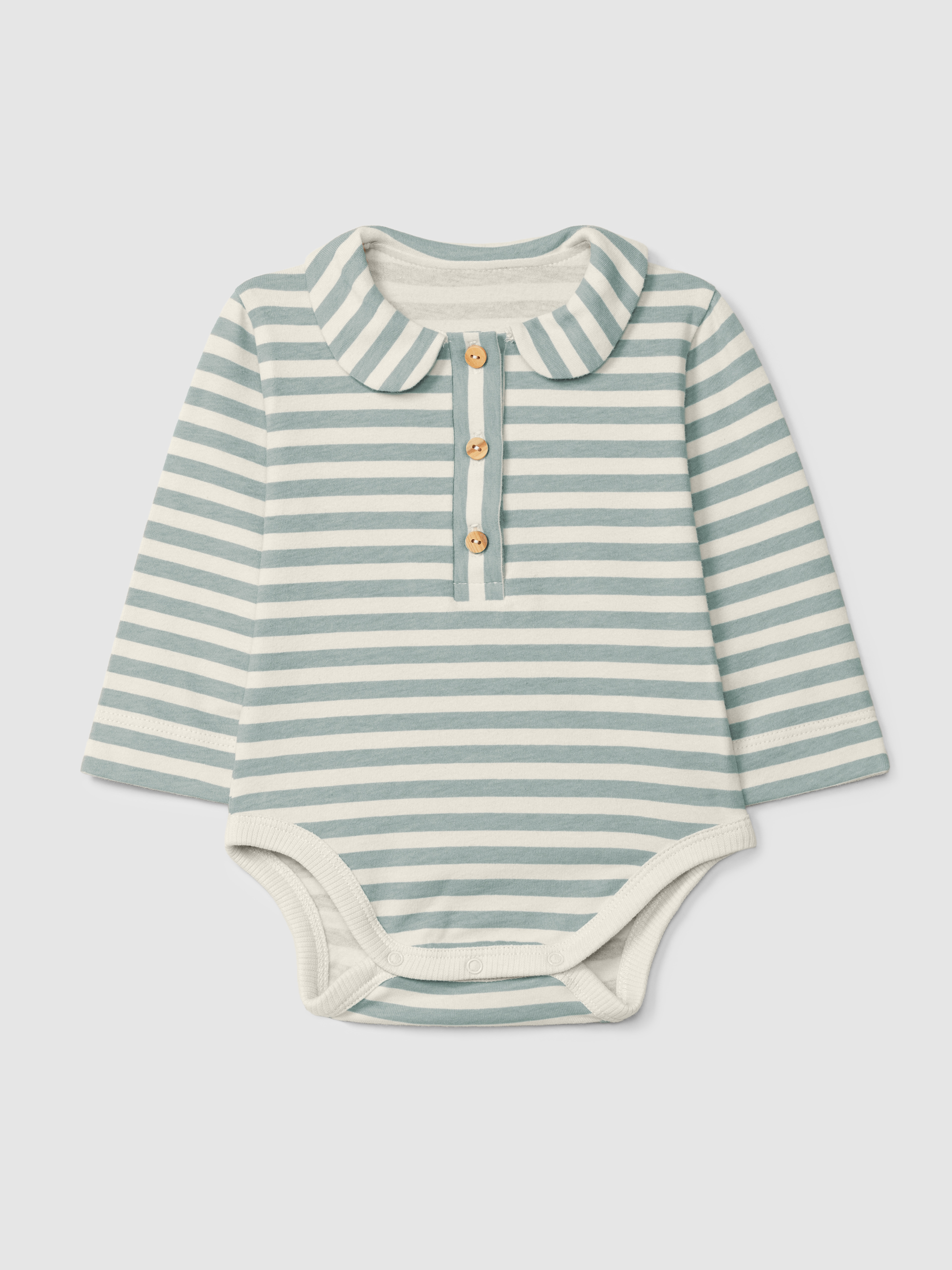 Striped bodysuit with peter-pan collar