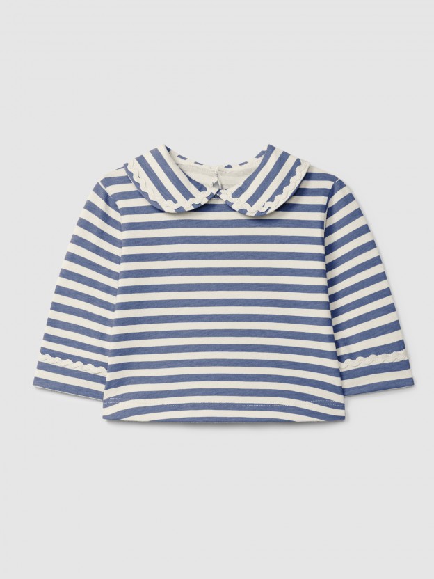Striped longsleeve with rickrack detail