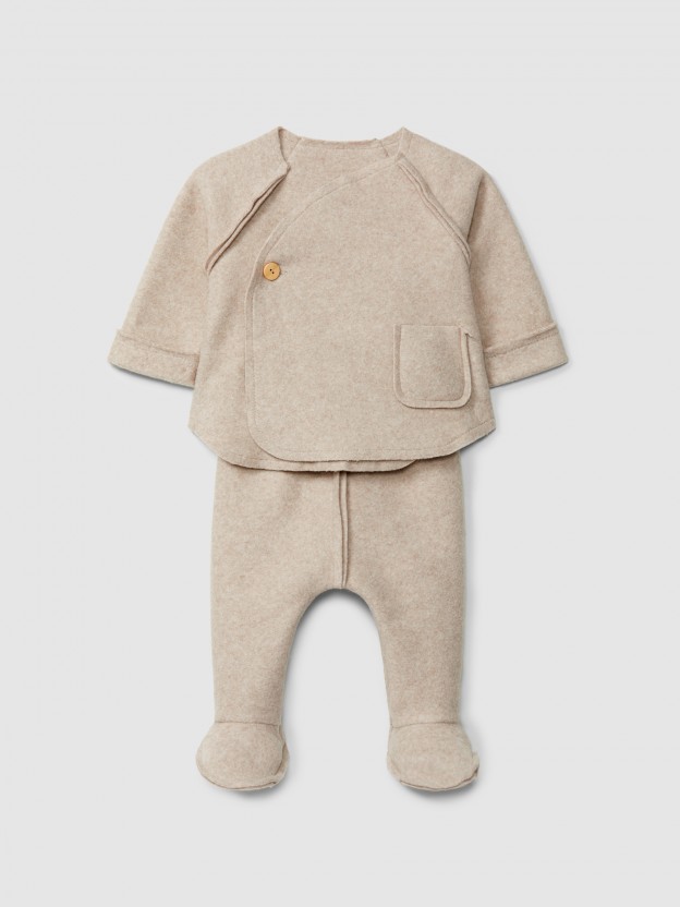 Two-piece set in organic cotton fleece Two-piece set in organic cotton fleece