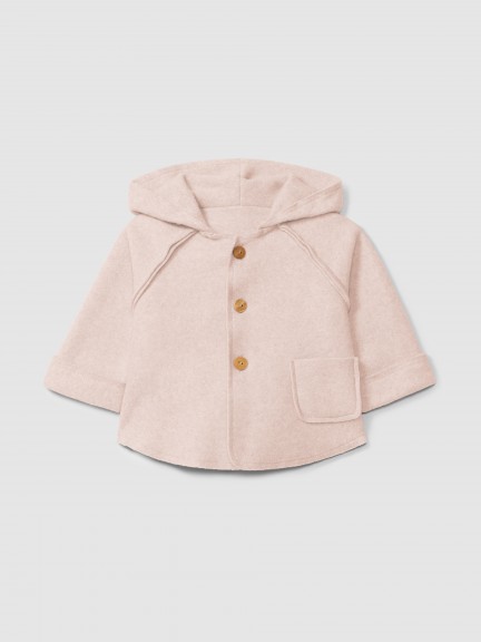 Hooded jacket in organic cotton fleece