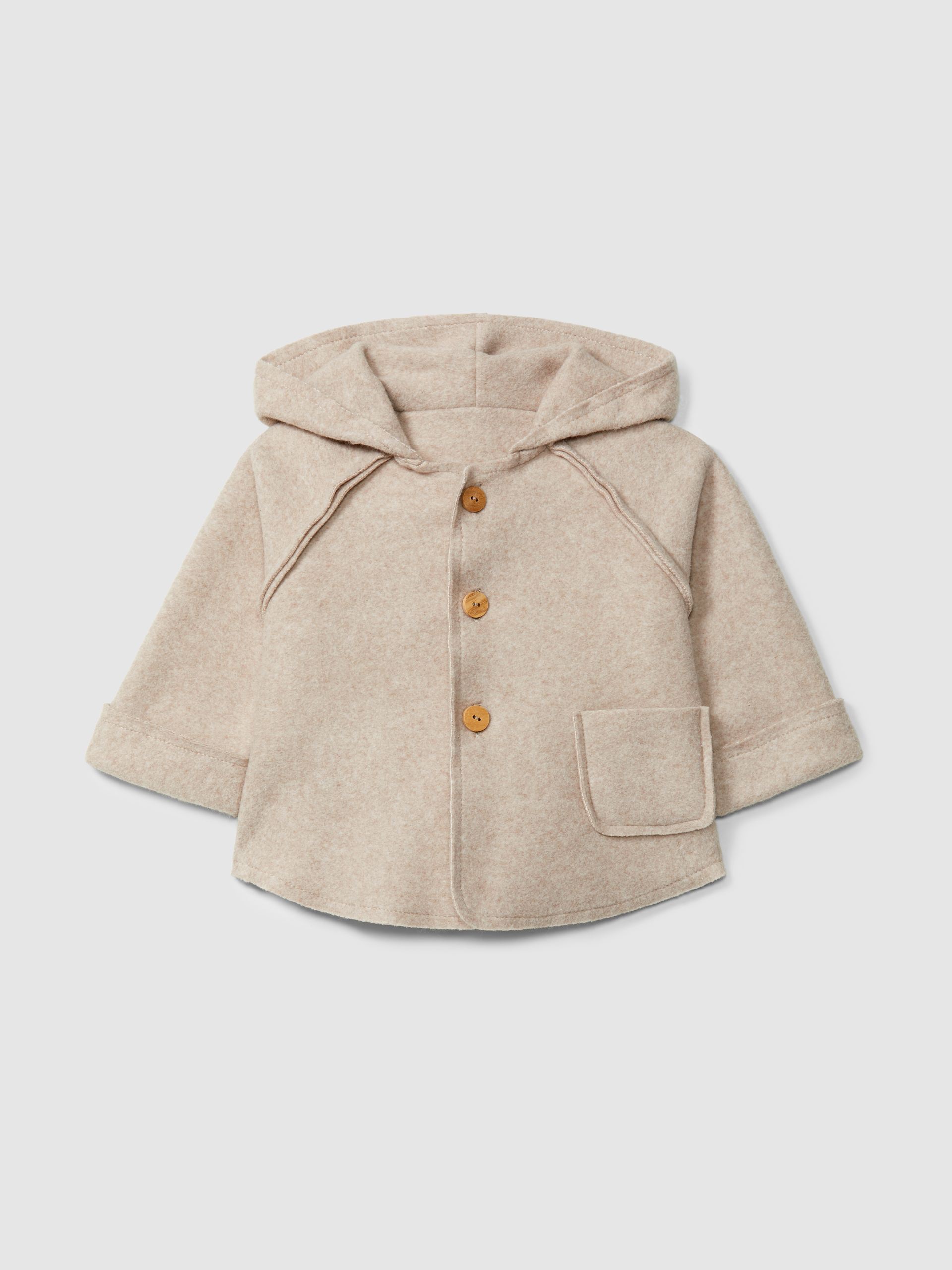 Hooded jacket in organic cotton fleece