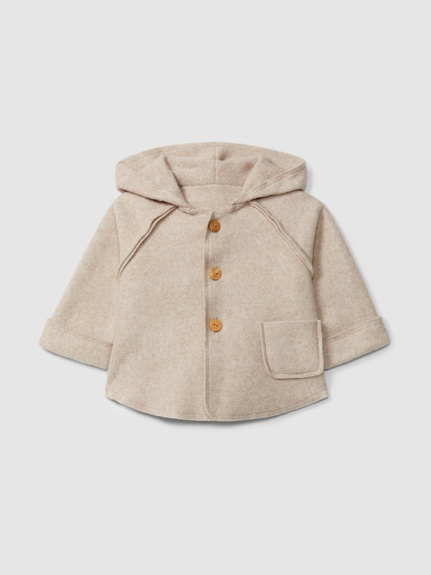 Hooded jacket in organic cotton fleece Hooded jacket in organic cotton fleece