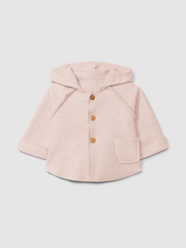 Hooded jacket in organic cotton fleece Hooded jacket in organic cotton fleece