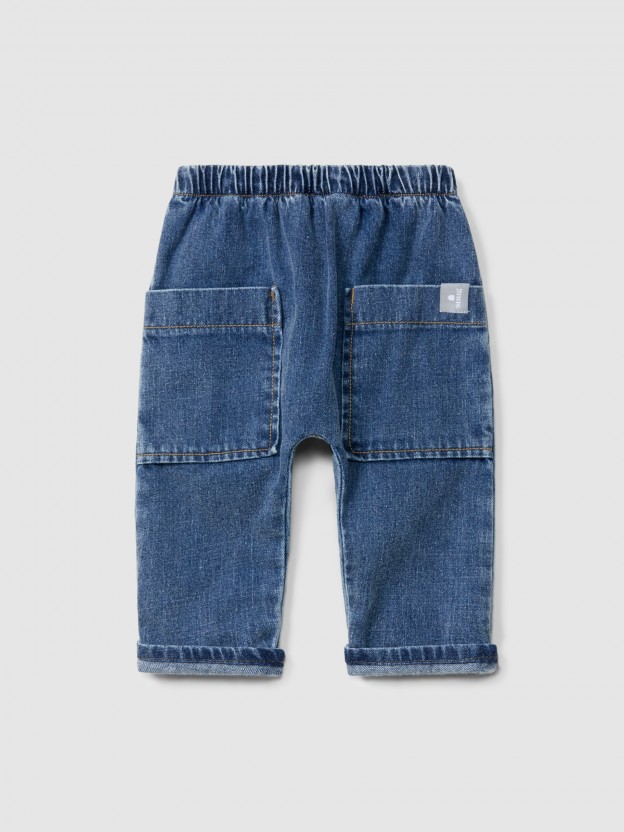 Organic cotton denim pull-up pants Organic cotton denim pull-up pants