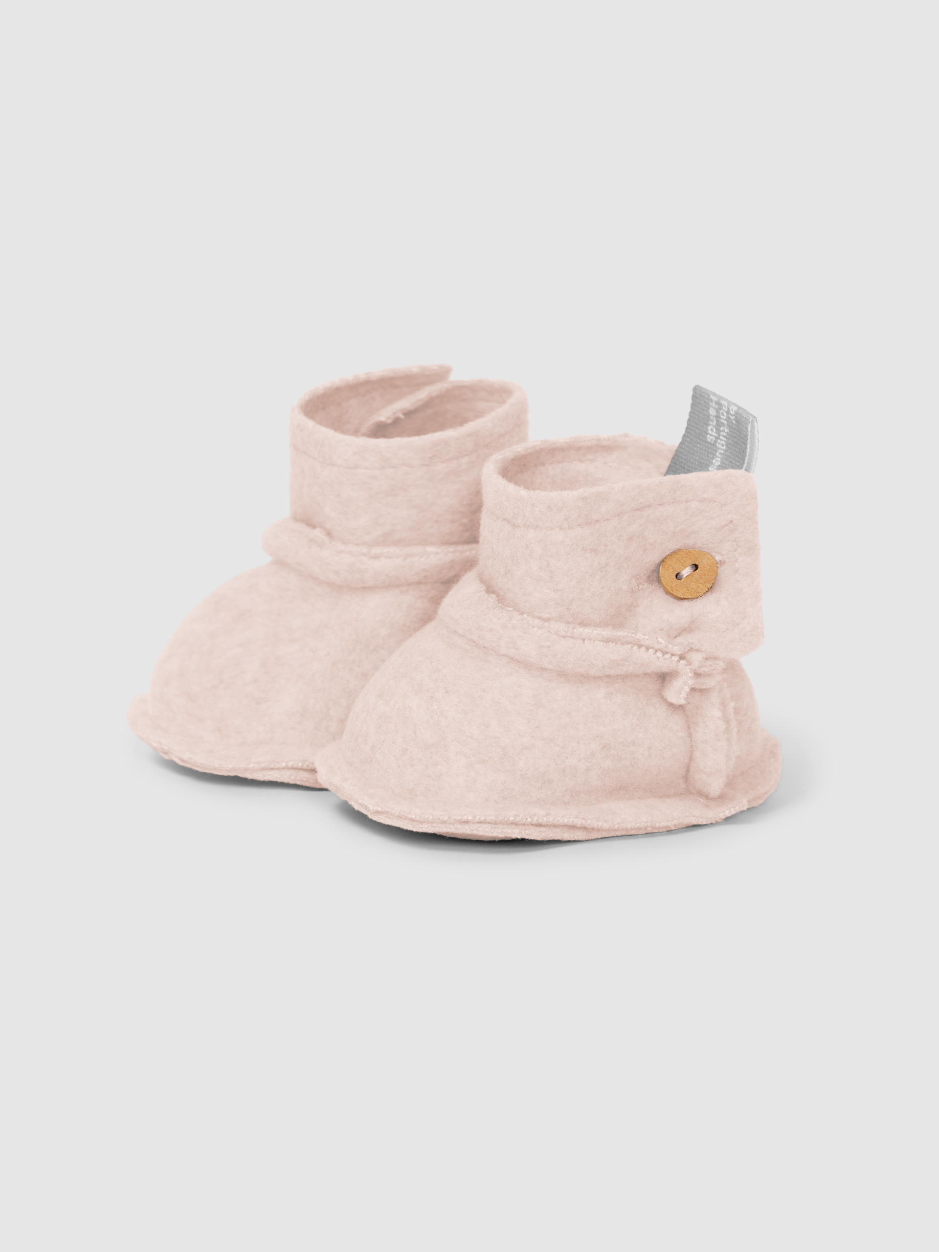 Organic cotton fleece booties with button