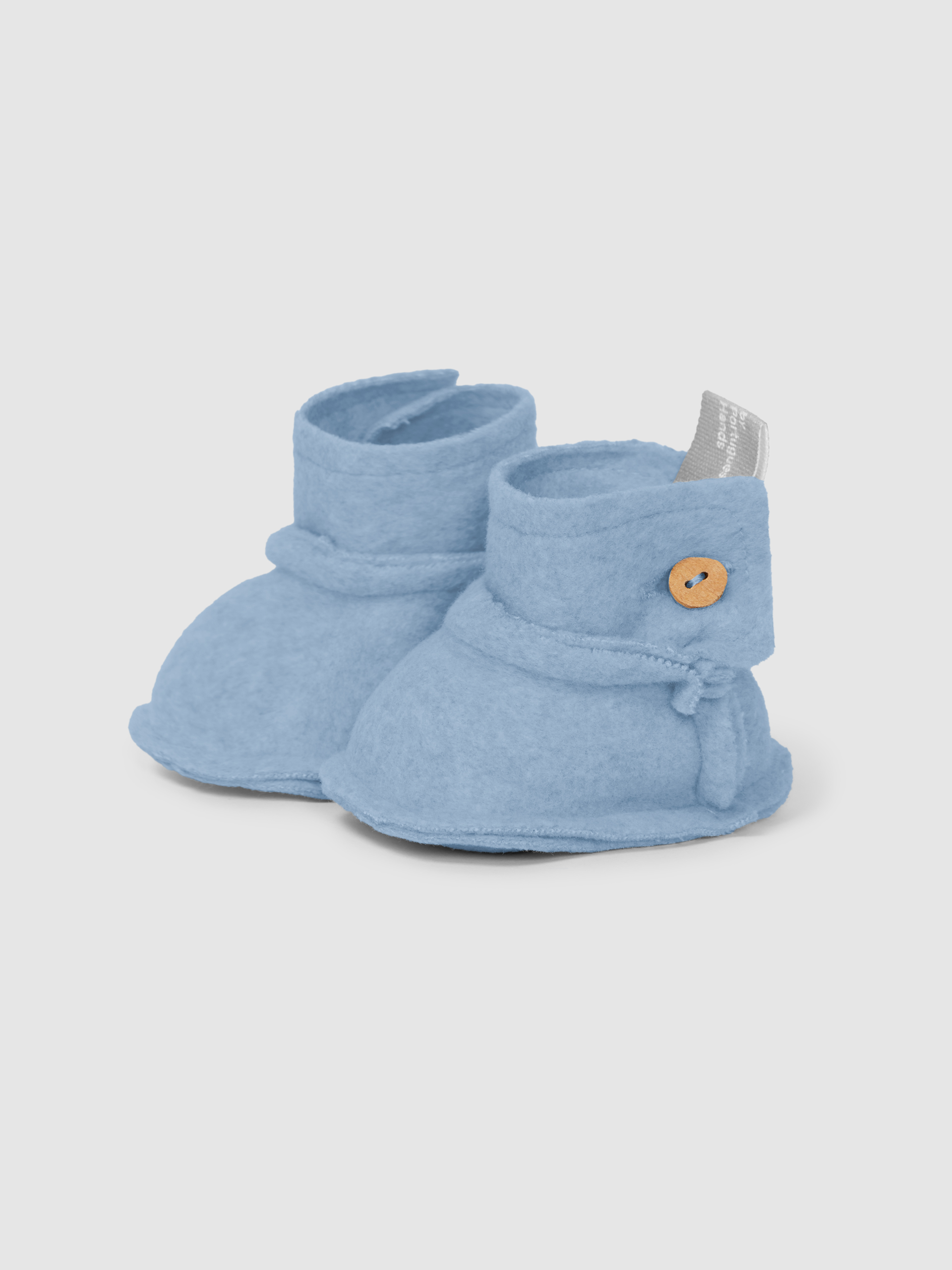 Organic cotton fleece booties with button