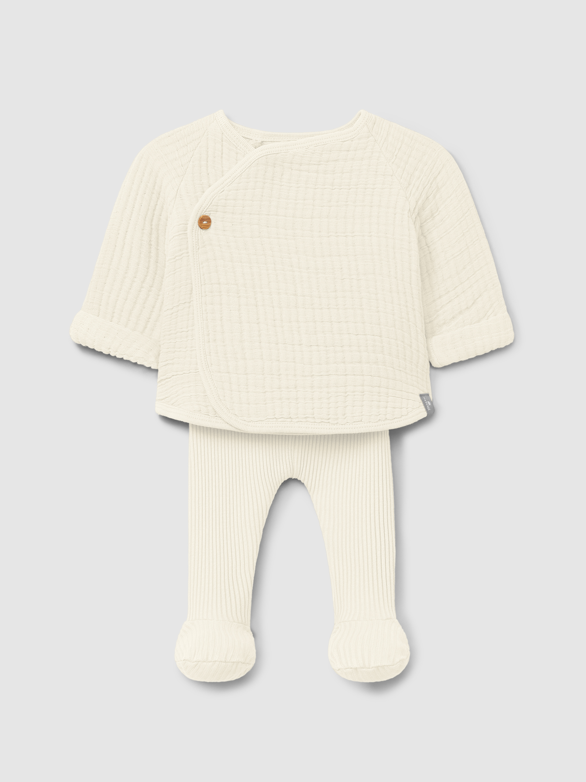 Two-piece double gauze and ribbed jersey set