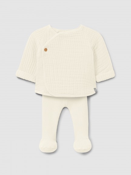 Two-piece double gauze and ribbed jersey set Two-piece double gauze and ribbed jersey set