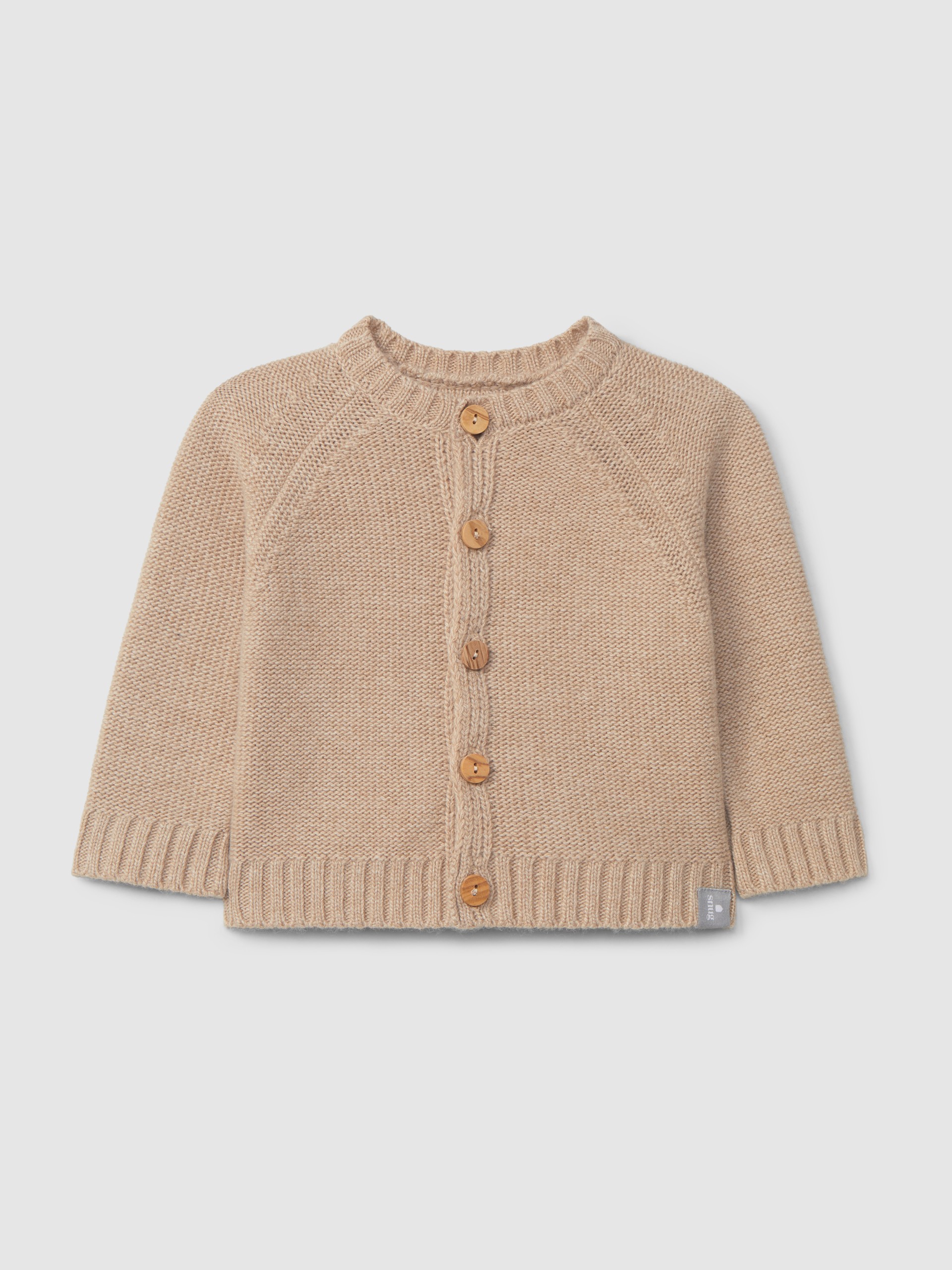 Knitted cardigan with a round neck