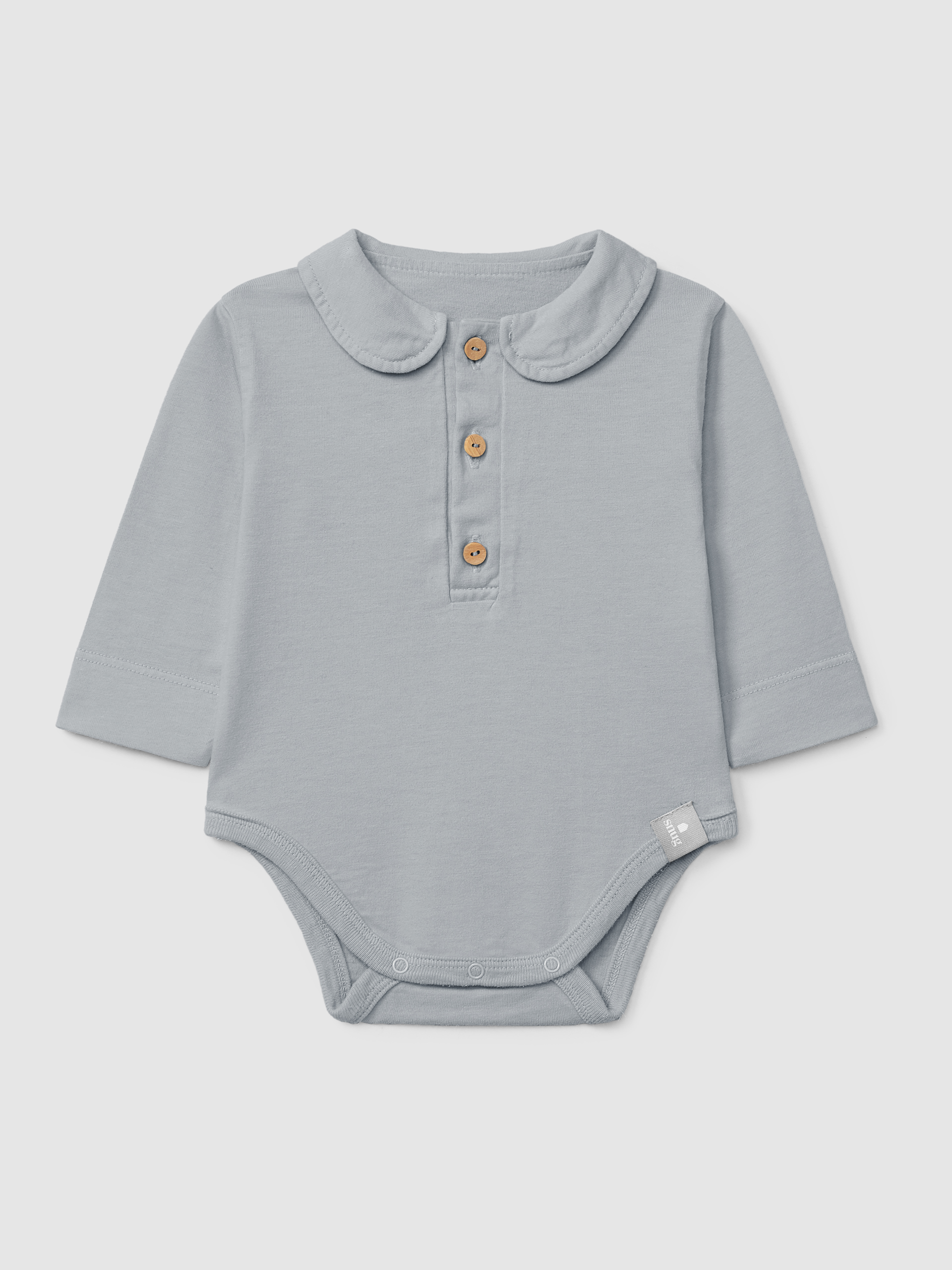 Organic cotton plain bodysuit with peter-pan collar