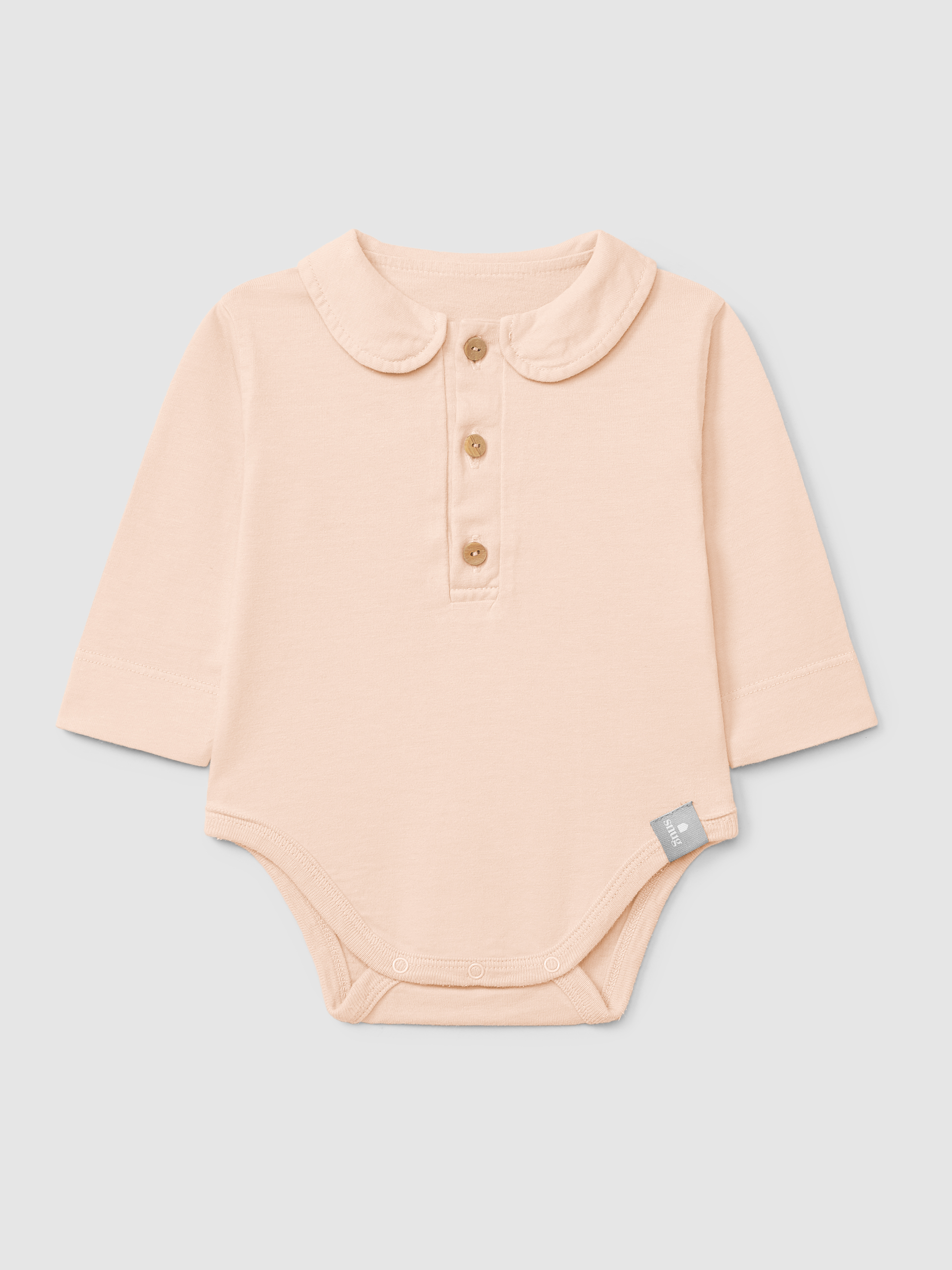 Organic cotton plain bodysuit with peter-pan collar