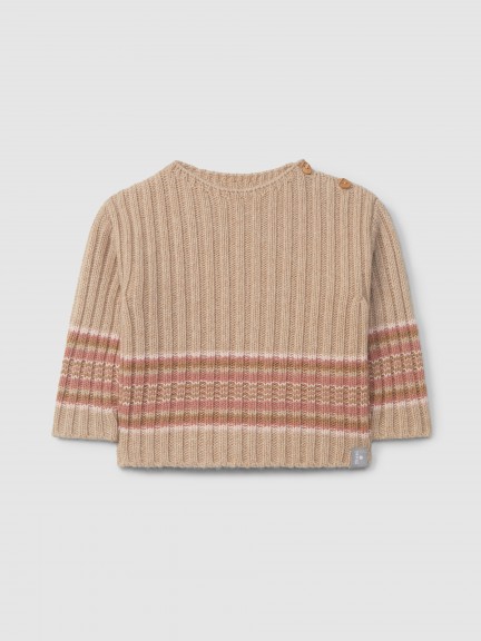 Knitted jumper with striped hem
