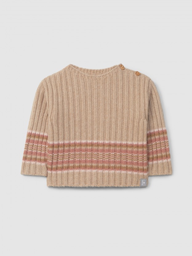 Knitted jumper with striped hem