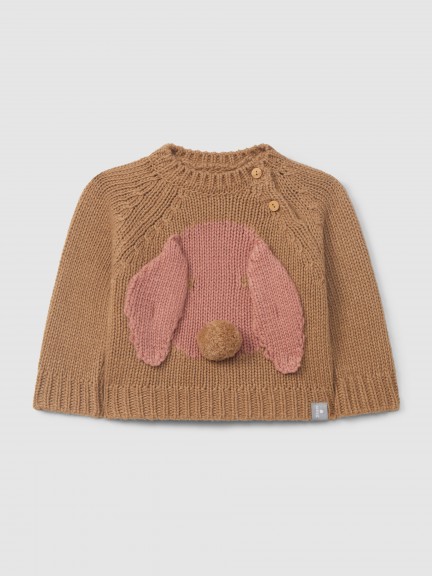 Knitted jumper jacquard dog with embossed details