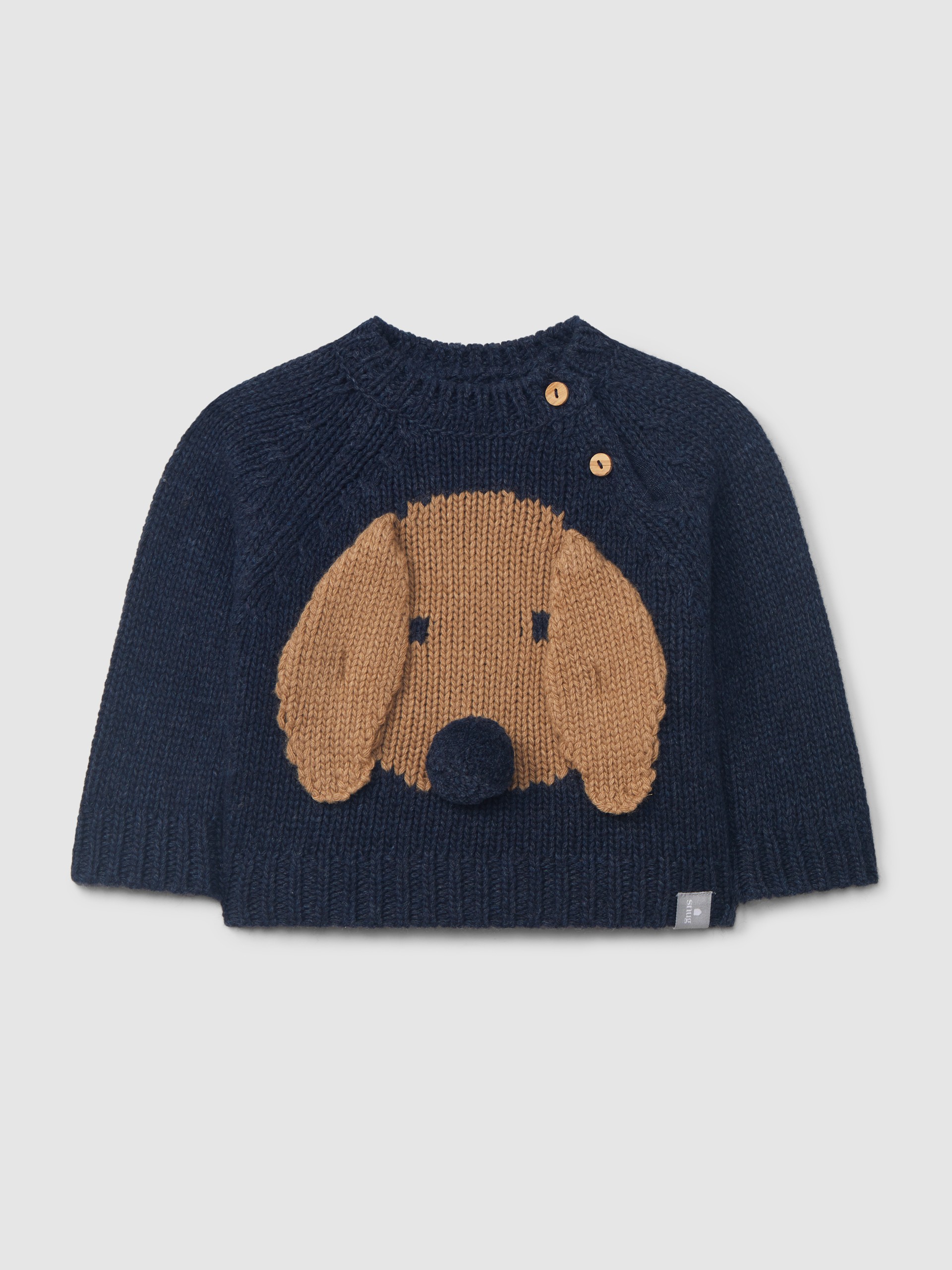 Knitted jumper jacquard dog with embossed details