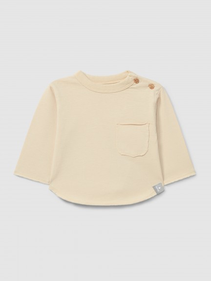 Camiseta de manga larga con bolsillo en algod�n org�nico