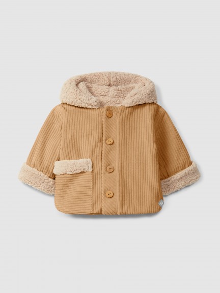 Ribbed velvet hooded jacket with pocket Ribbed velvet hooded jacket with pocket