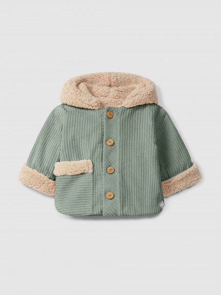 Ribbed velvet hooded jacket with pocket Ribbed velvet hooded jacket with pocket