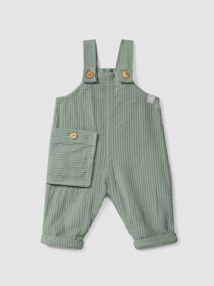 Ribbed velvet dungarees with pocket