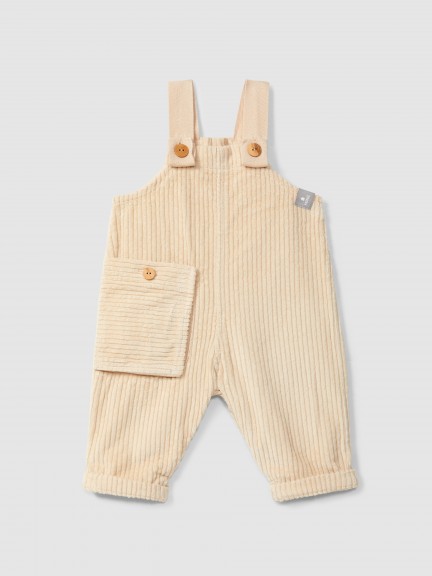 Jardineiras em veludo canelado com bolso