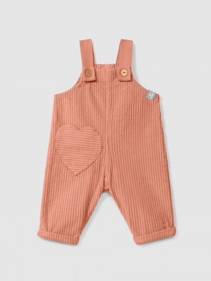 Ribbed velvet dungarees with heart pocket Ribbed velvet dungarees with heart pocket