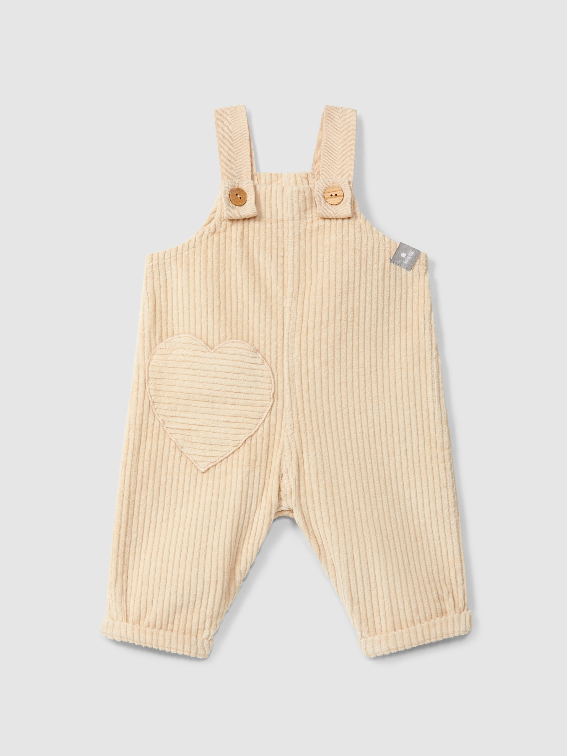 Ribbed velvet dungarees with heart pocket
